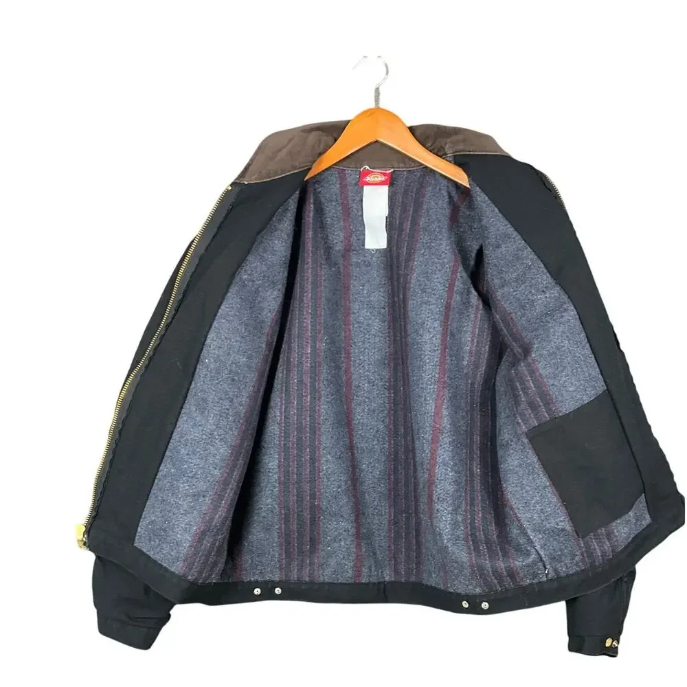 DICKIES VINTAGE Detroit Blanket Lined Insulated Canvas Jacket Coat Black XL Work